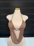 Brown Fishnet Top