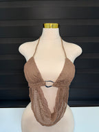 Brown Fishnet Top