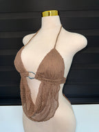 Brown Fishnet Top