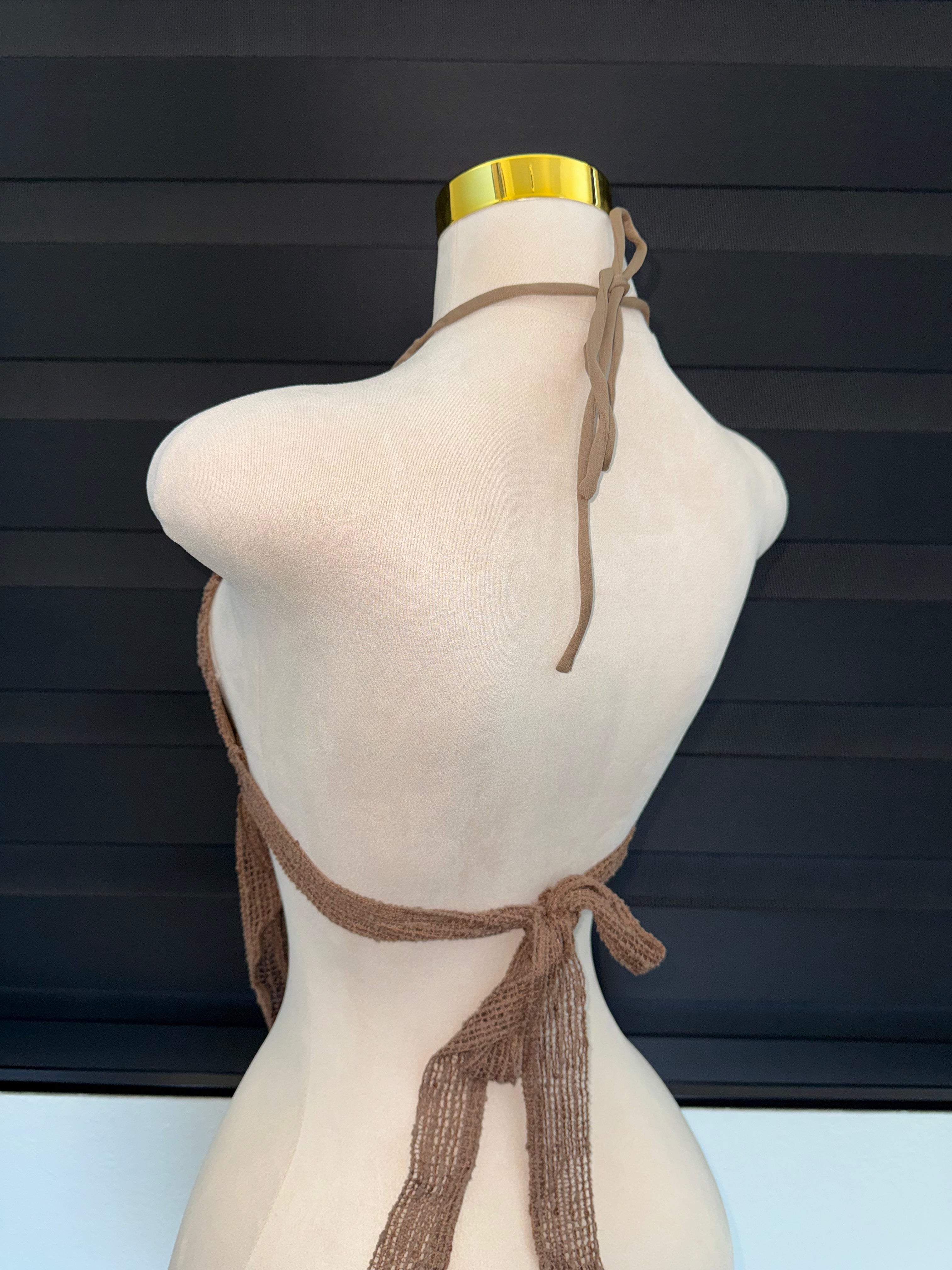 Brown Fishnet Top